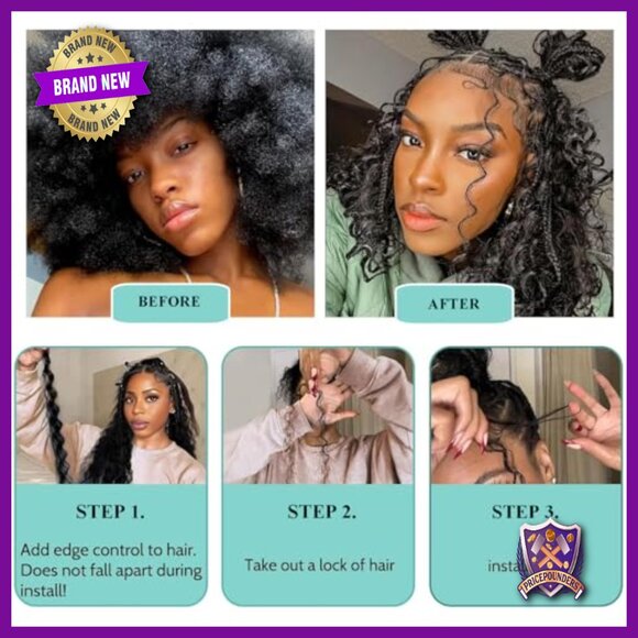 Human Hair Extensions for Boho Braids, 16 Inch Deep Water Wave, 2 Bundles main image 5